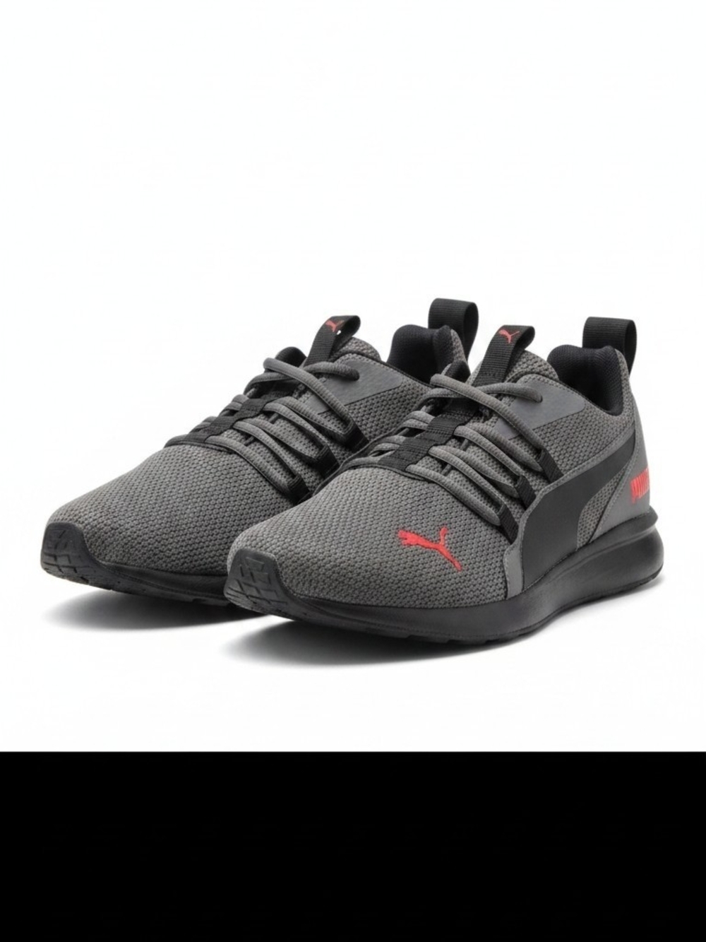 PUMA Men's Gray/Black/Red Lace Up Low Top SoftFoam+ Sneakers 376966-01